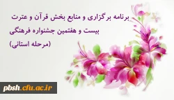 برنامه برگزاری و منابع بخش قرآن و عترت جشنواره فرهنگی (بخش استانی) 2