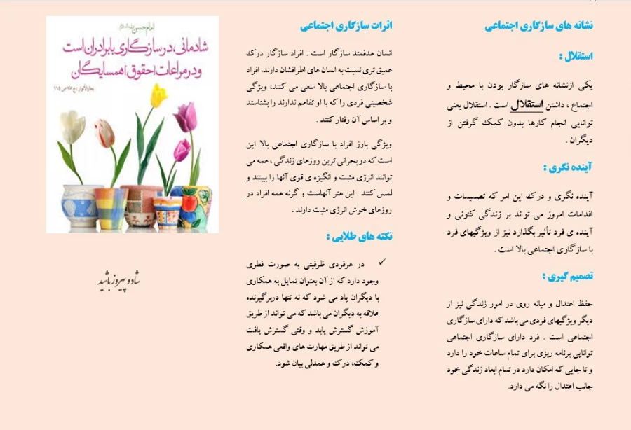 به مناسبت هفته سراهای دانشجویی:
تهیه بروشور سازگاری اجتماعی 2